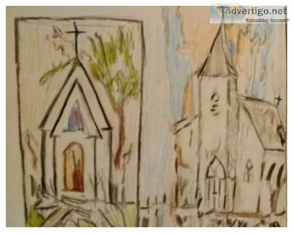 Old Time Country Churches &ndash 9&Prime x 12&Prime Colored Penc