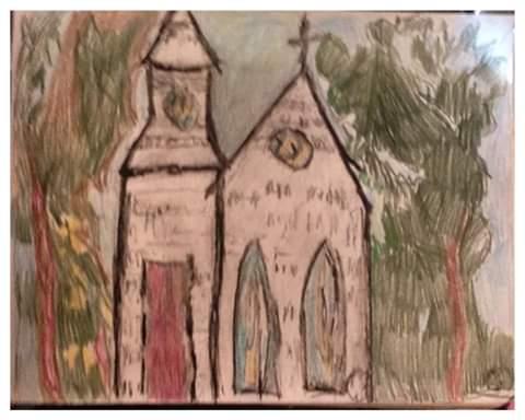 Old Churches With Trees &ndash 9&Prime x 12&Prime Colored Pencil