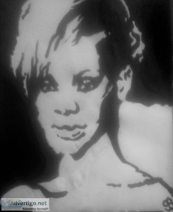 Rihanna Black and White Gg &ndash 8&Prime x 11&Prime Painting