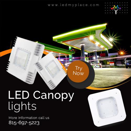 Buy LED canopy lights at places like gas stations