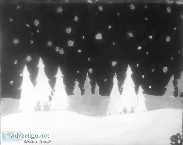 Winterland 2 Black and White GG - 8&quot x 11&quot Painting