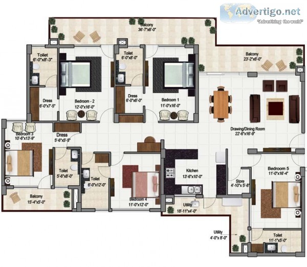 5BHK LUXURIOUS FLAT FOR SALE IN GREEN LOTUS SAKSHAM
