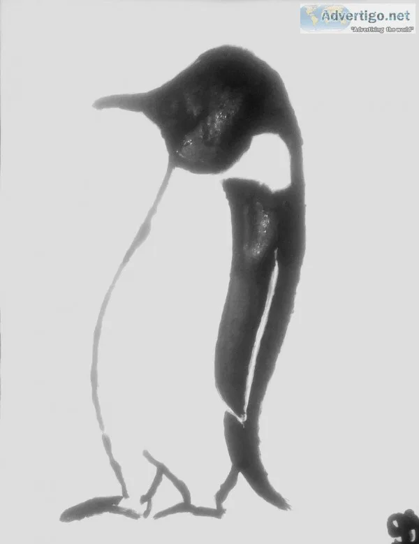 Penguin Black and White 4 GG - 8&quot x 11&quot Painting