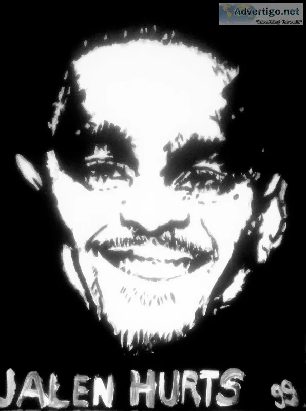 Jalen Hurts Black and White GG - 8&quot x 11&quot Painting