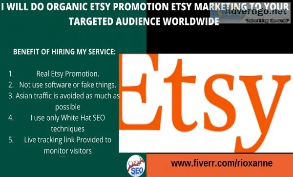 I will do etsy promotion rank your etsy SEO to boost etsy sales