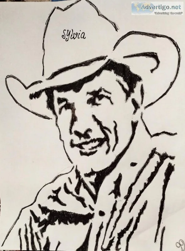 George Strait Black and White GG - 8&quot x 11&quot Art Pen