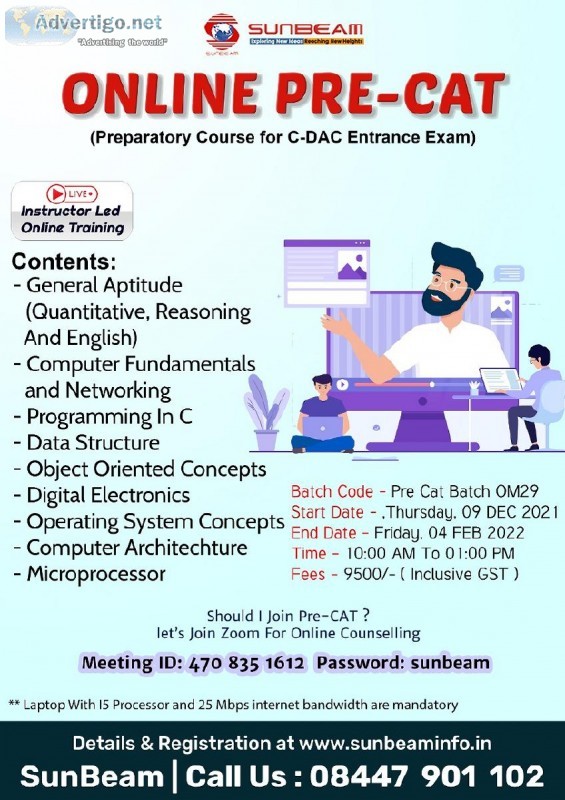 Preparatory Course for Entrance Exam  Pre-Cat