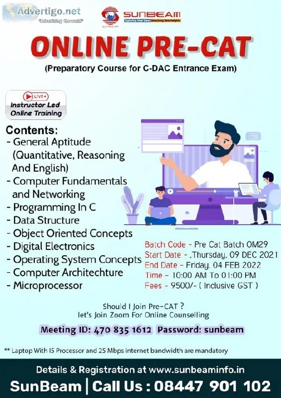 Preparatory Course for Entrance Exam  Pre-Cat