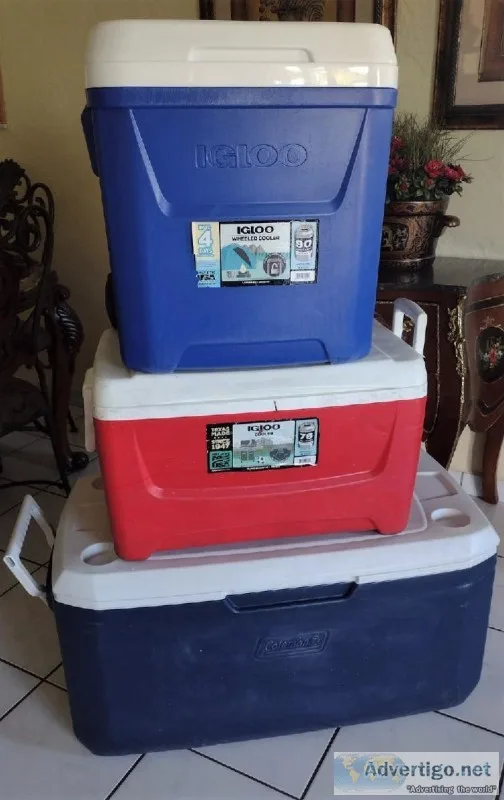 3 Types of Coolers - 2 Igloos and 1 Coleman