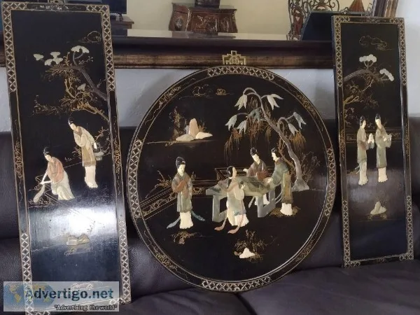 Set of 3 Mother of Pearl Oriental Wall Panels