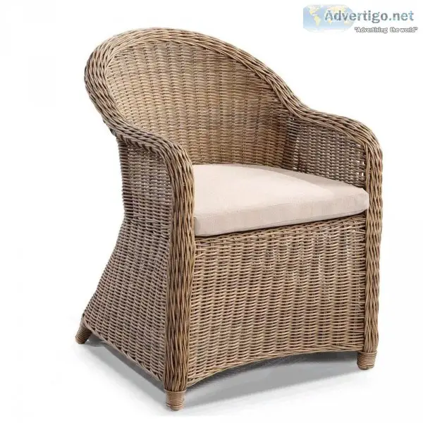 Unique Outdoor Dining Chair Full Round In Brushed Wheat