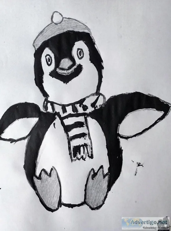 Black and White Penguin GG &ndash 8&Prime x 11&Prime Painting