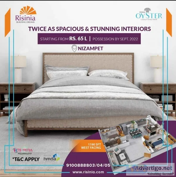 2 and 3bhk flats in nizampet for sale | oyster by risinia