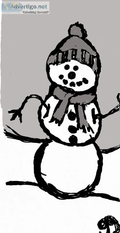 Black and White Homemade Winter Snowman GG- Painting