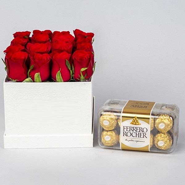 Beautiful Flower With Ferrero Rocher Box