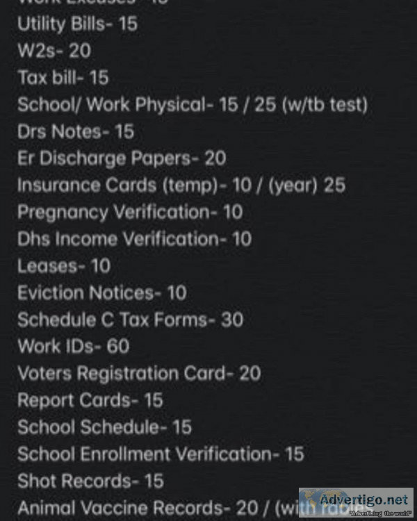 Check Stubs Banks Statements and Any Doc u need