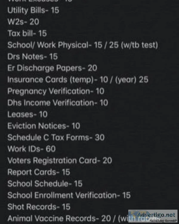 Check Stubs Banks Statements and Any Doc u need