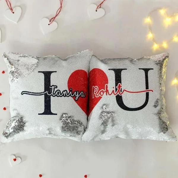 Personalized Sequined Couple Cushions