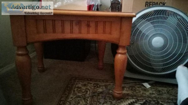 End table and black vinyl otterman with storage inside