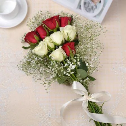 Bunch of Red And White Roses