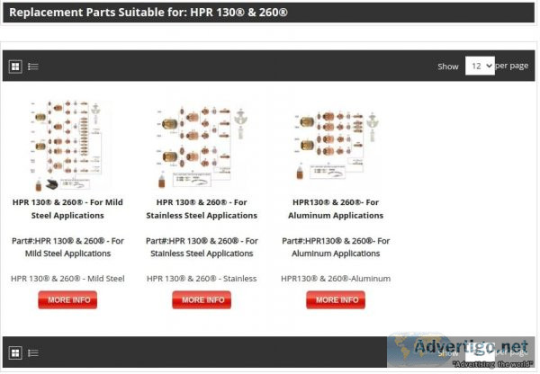 Buy Consumables and Parts Suitable for Hypertherm hpr260 and hpr