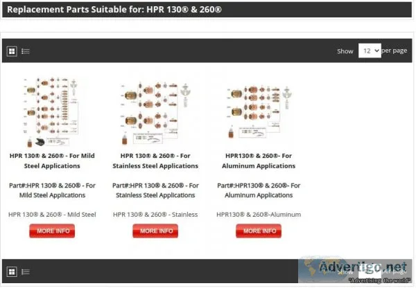 Buy Consumables and Parts Suitable for Hypertherm hpr260 and hpr