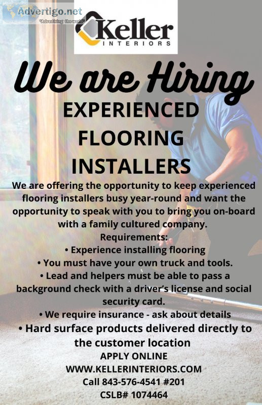 EXPERIENCE FLOORING INSTALLERS WANTED