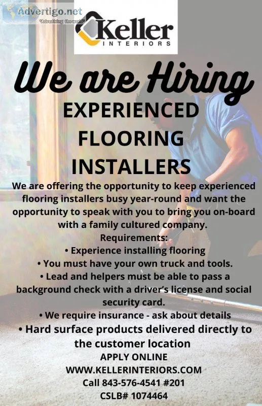 EXPERIENCE FLOORING INSTALLERS WANTED