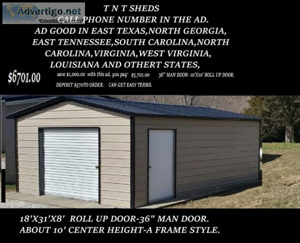 TNT SHEDS FOR SALE