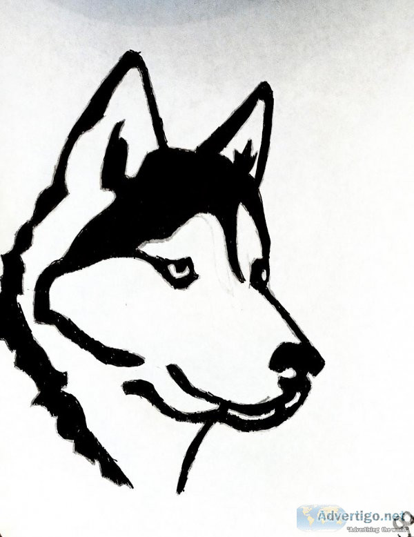 Black and White Husky Mix 2 GG - 8.5" x 11" Art Ink
