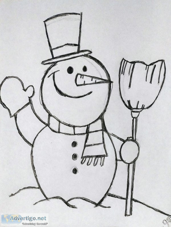 Black and White Winter Snowman GG - 8" x 11" Art Ink