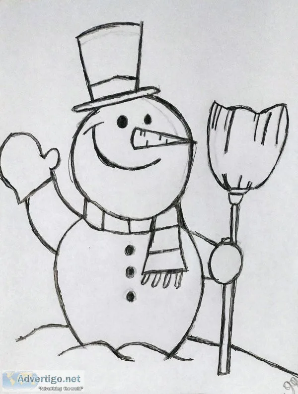 Black and White Winter Snowman GG - 8&quot x 11&quot Art Ink