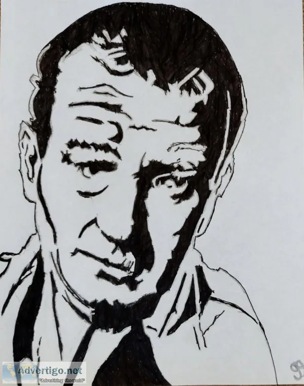 Actor John Wayne Black and White 4 GG - 8.5&quot x 11&quot Art I