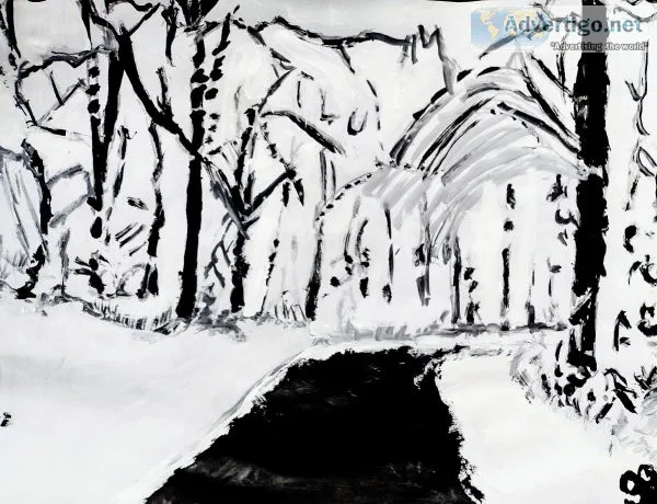 Winter Black and White View GG &ndash 8&Prime x 11&Prime Paintin