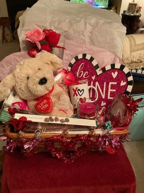 PUPPY LOVE VALENTINE BASKET WITH LOVE