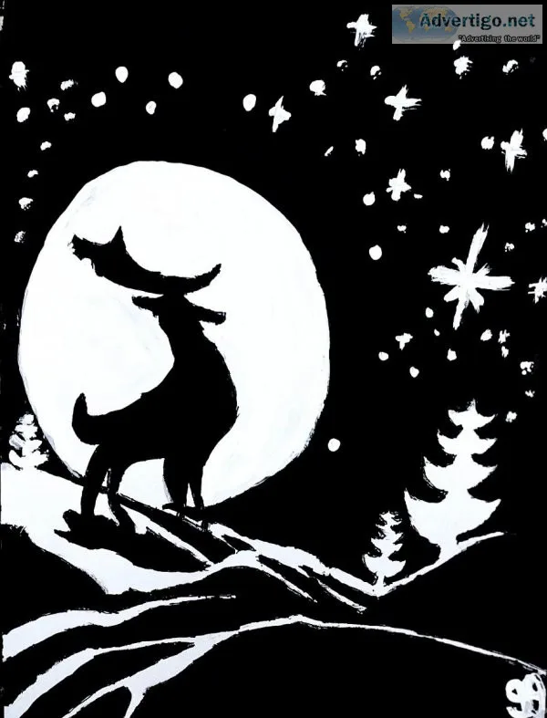 Black and White Winter Deer Scene GG &ndash 8.5&Prime x 11&Prime