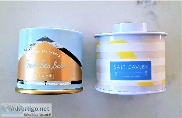 2 Illume Soy Luxury Scented Candles Fresh Sea Salt 3 oz and Salt