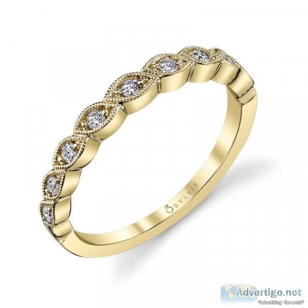 Buy Yellow Gold and Diamond Stackable Wedding Band - Fiona