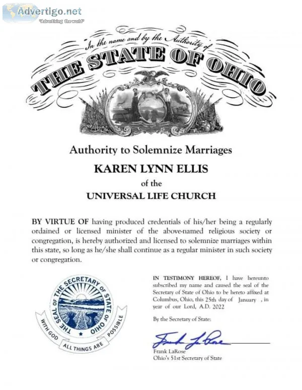 Wedding Officiant  Minister