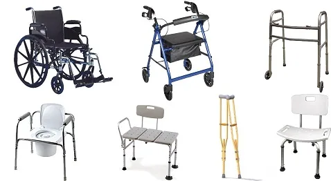 Walker, rollator, shower chair, and wheelchairs