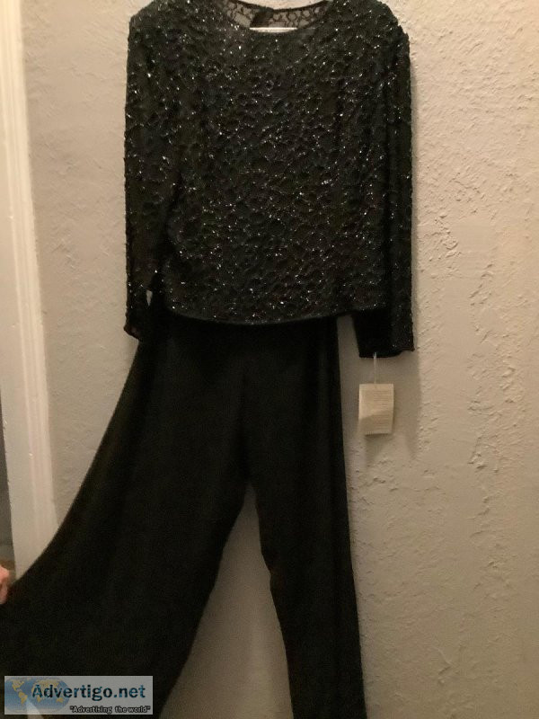 Black Sequin Original Pantsuit (Ladies Size 08)