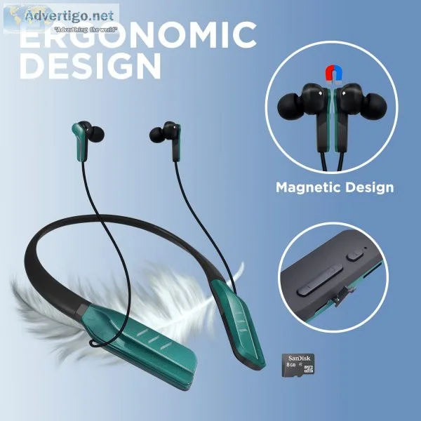 Noymi bluetooth neckband earphones with led lights 