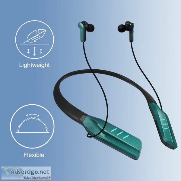 Noymi bluetooth neckband earphones with led lights 