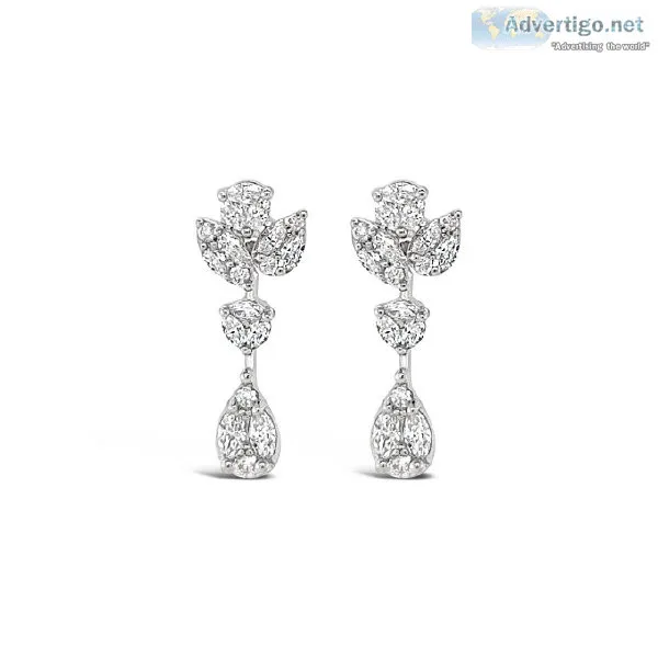 Buy 18K White Gold and Diamond Drop Earrings