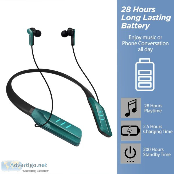 Noymi bluetooth neckband earphones with led lights 