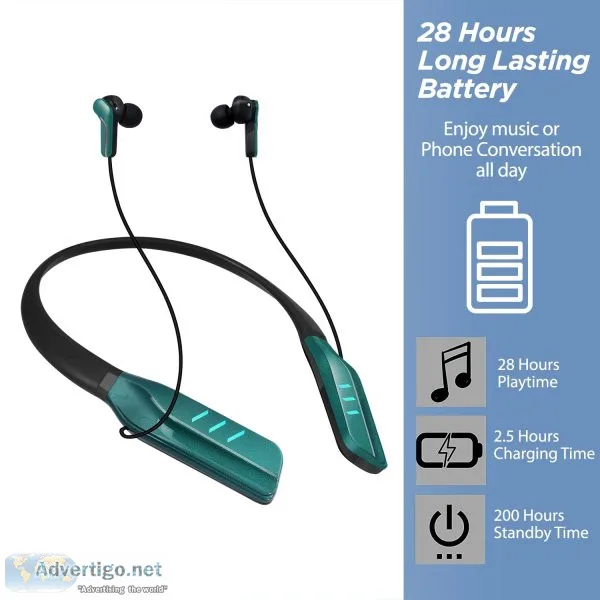 Noymi bluetooth neckband earphones with led lights 