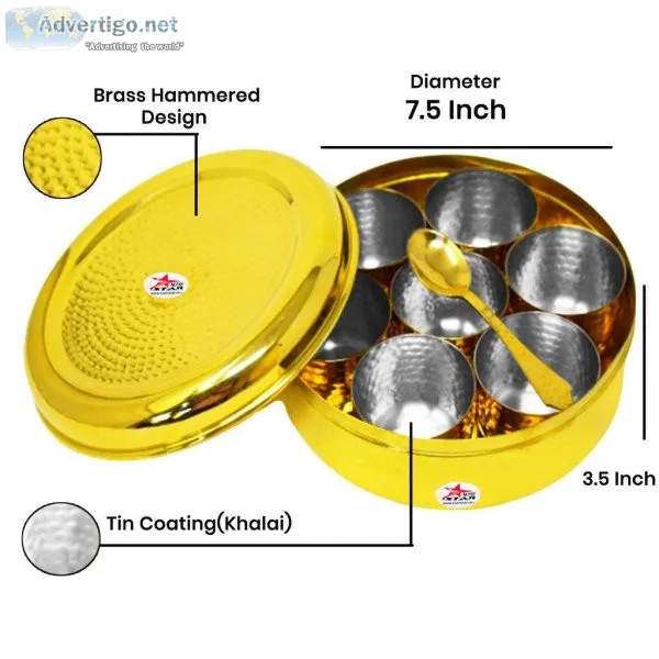 Brass Masala Box  Buy Masala Dabba Spice Box Online in India