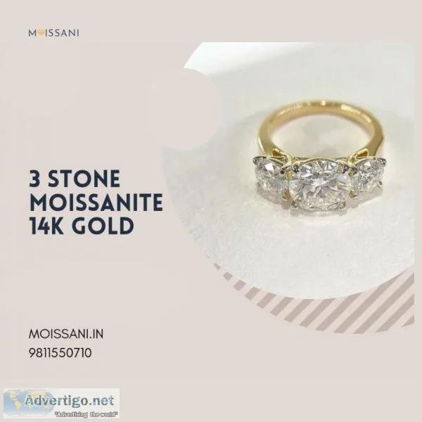 3 stone 120ct+075ct+075ct moissanite in 14 k in yellow gold rg03