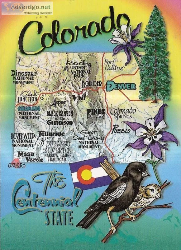 Digital Cartoon Map - Colorado