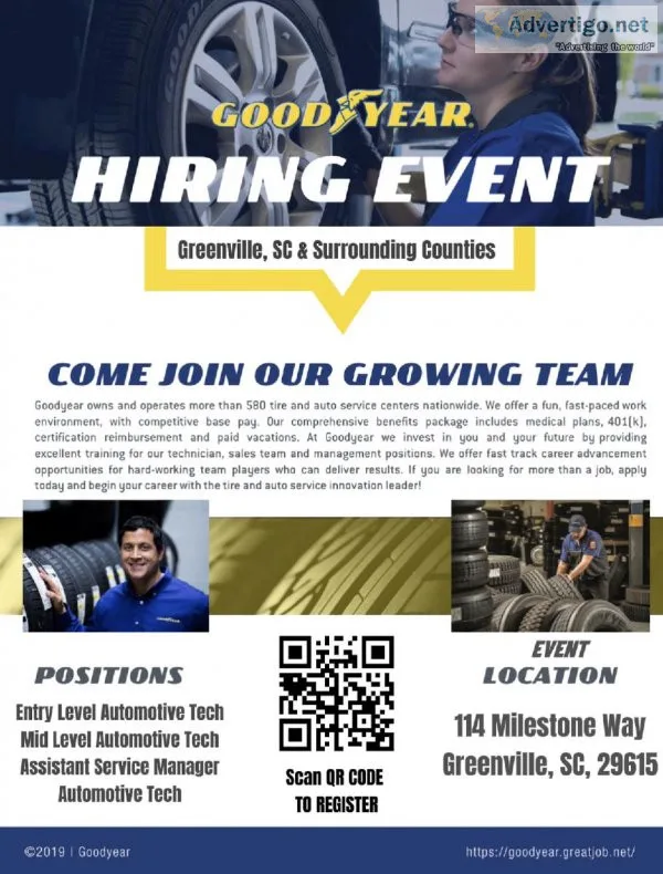 Goodyear Automotive Technician - Easley SC